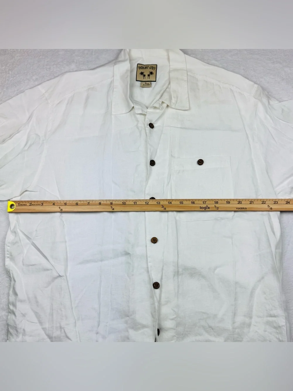 Paradise Coves 100% Linen Short Sleeve Button Up Shirt. Size XL.